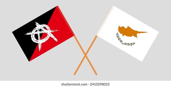 Crossed flags of anarchy and Cyprus. Official colors. Correct proportion. Vector illustration
