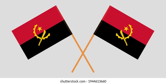 Crossed flags of Angola. Official colors. Correct proportion
