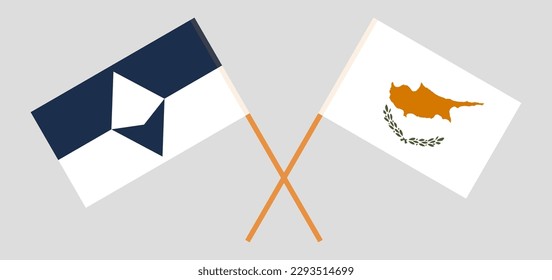 Crossed flags of Antarctica and Cyprus. Official colors. Correct proportion. Vector illustration
