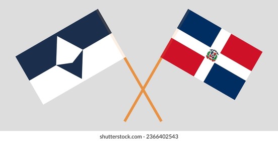 Crossed flags of Antarctica and Dominican Republic. Official colors. Correct proportion. Vector illustration
