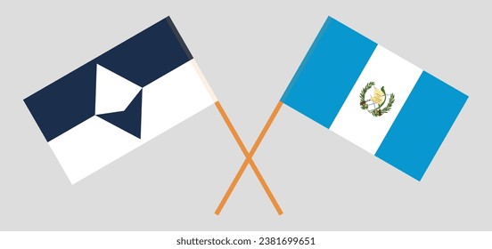 Crossed flags of Antarctica and Guatemala. Official colors. Correct proportion. Vector illustration
