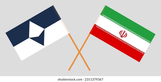 Crossed flags of Antarctica and Iran. Official colors. Correct proportion. Vector illustration
