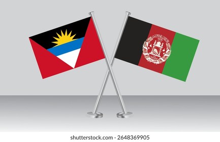 Crossed flags of Antigua and Barbuda and Afghanistan. Official colors. Correct proportion. Banner design