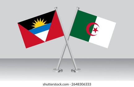 Crossed flags of Antigua and Barbuda and Algeria. Official colors. Correct proportion. Banner design