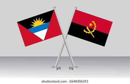 Crossed flags of Antigua and Barbuda and Angola. Official colors. Correct proportion. Banner design