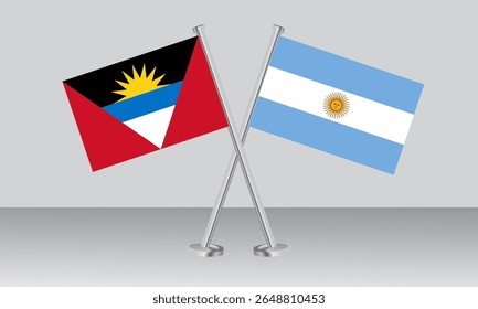 Crossed flags of Antigua and Barbuda and Argentina. Official colors. Correct proportion. Banner design
