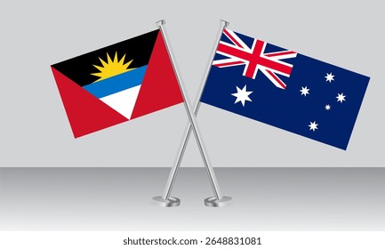 Crossed flags of Antigua and Barbuda and Australia. Official colors. Correct proportion. Banner design