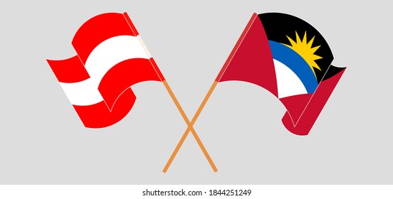 Gekreuzte Flaggen von Antigua und Barbuda und Österreich