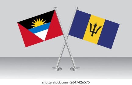 Crossed flags of Antigua and Barbuda and Barbados. Official colors. Correct proportion. Banner design