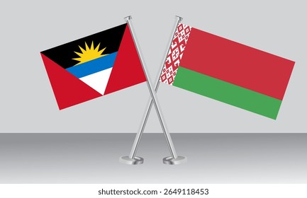 Crossed flags of Antigua and Barbuda and Belarus. Official colors. Correct proportion. Banner design
