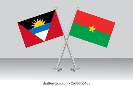 Crossed flags of Antigua and Barbuda and Burkina Faso. Official colors. Correct proportion. Banner design