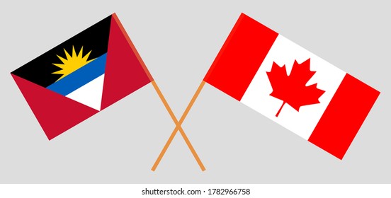Crossed flags of Antigua and Barbuda and Canada