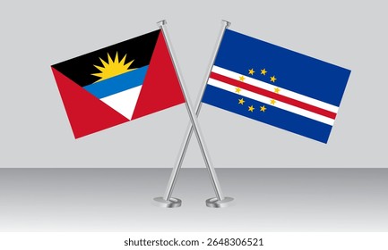 Crossed flags of Antigua and Barbuda and CAPE VERDE. Official colors. Correct proportion. Banner design
