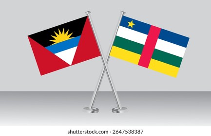Crossed flags of Antigua and Barbuda and Central African Republic. Official colors. Correct proportion. Banner design