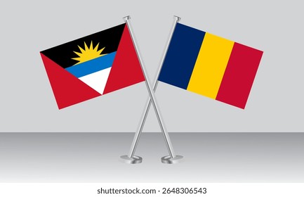 Bandeiras cruzadas de Antígua e Barbuda e Chade. Cores oficiais. Proporção correta. Design de banner
