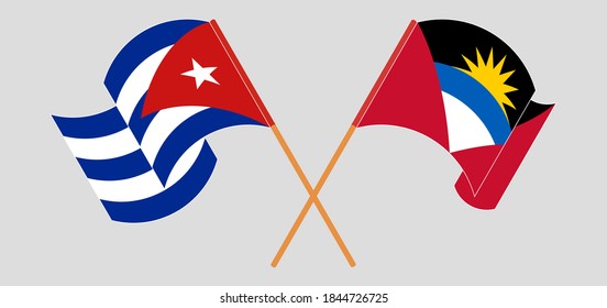 Gekreuzte Flaggen von Antigua und Barbuda und Kuba