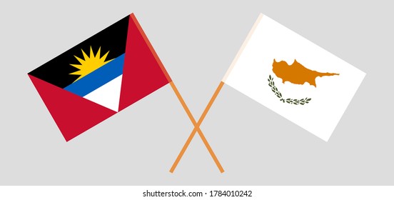 Crossed flags of Antigua and Barbuda and Cyprus