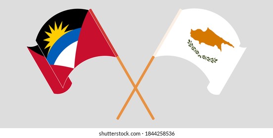 Crossed flags of Antigua and Barbuda and Cyprus