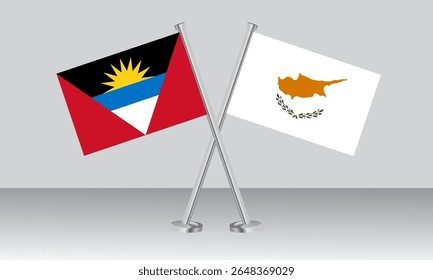 Bandeiras cruzadas de Antígua e Barbuda e Chipre. Cores oficiais. Proporção correta. Design de banner