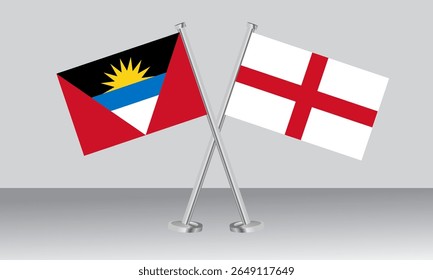 Crossed flags of Antigua and Barbuda and England. Official colors. Correct proportion. Banner design