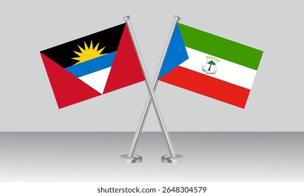 Crossed flags of Antigua and Barbuda and Equatorial Guinea. Official colors. Correct proportion. Banner design