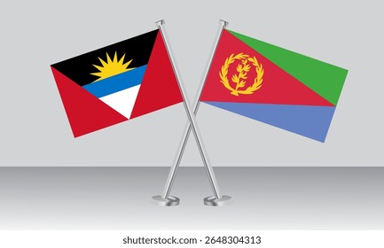 Crossed flags of Antigua and Barbuda and Eritrea. Official colors. Correct proportion. Banner design