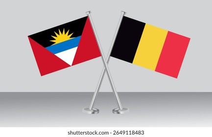 Bandeiras cruzadas de Antígua e Barbuda e Eritreia. Cores oficiais. Proporção correta. Design de banner