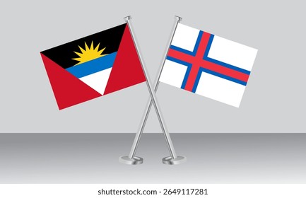 Crossed flags of Antigua and Barbuda and Faroe Islands. Official colors. Correct proportion. Banner design