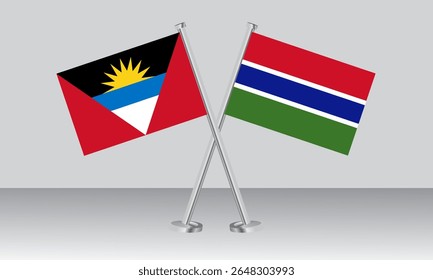 Crossed flags of Antigua and Barbuda and Gambia. Official colors. Correct proportion. Banner design