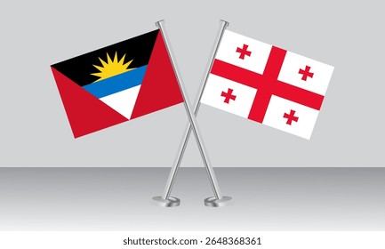 Crossed flags of Antigua and Barbuda and Georgia. Official colors. Correct proportion. Banner design