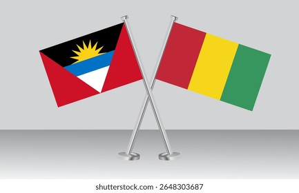 Crossed flags of Antigua and Barbuda and Guinea. Official colors. Correct proportion. Banner design