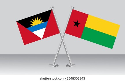 Crossed flags of Antigua and Barbuda and Guinea Bissau. Official colors. Correct proportion. Banner design