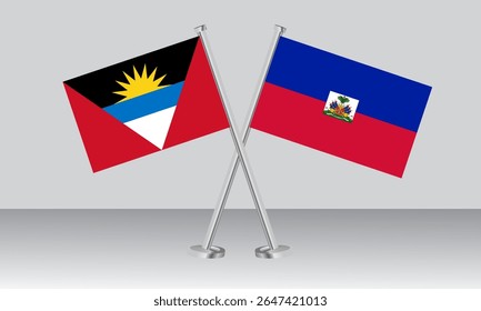 Crossed flags of Antigua and Barbuda and Haiti. Official colors. Correct proportion. Banner design
