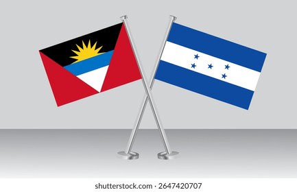 Crossed flags of Antigua and Barbuda and Honduras. Official colors. Correct proportion. Banner design