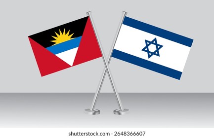 Crossed flags of Antigua and Barbuda and Israel. Official colors. Correct proportion. Banner design