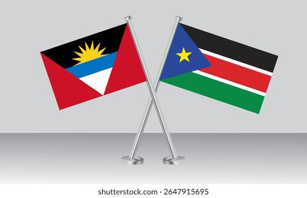 Bandeiras cruzadas de Antígua e Barbuda e Jamaica. Cores oficiais. Proporção correta. Design de banner