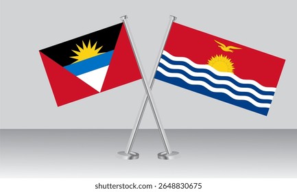 Bandeiras cruzadas de Antígua e Barbuda e Quiribati. Cores oficiais. Proporção correta. Design de banner