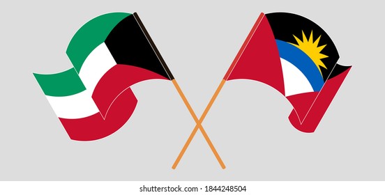 Crossed flags of Antigua and Barbuda and Kuwait