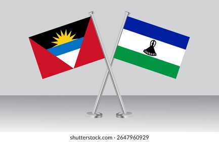 Crossed flags of Antigua and Barbuda and Lesotho. Official colors. Correct proportion. Banner design
