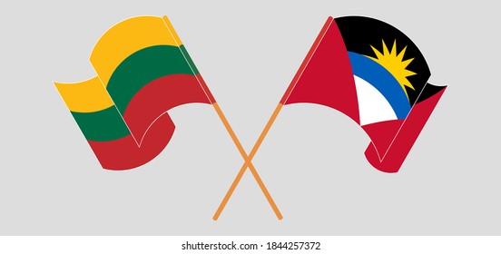 Crossed flags of Antigua and Barbuda and Lithuania