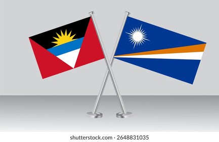 Crossed flags of Antigua and Barbuda and Marshall Islands. Official colors. Correct proportion. Banner design