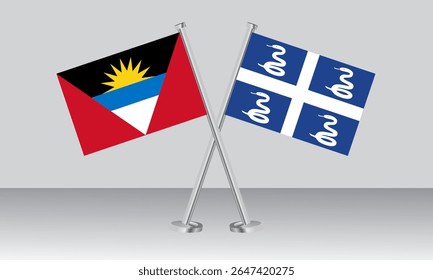 Crossed flags of Antigua and Barbuda and Monaco. Official colors. Correct proportion. Banner design