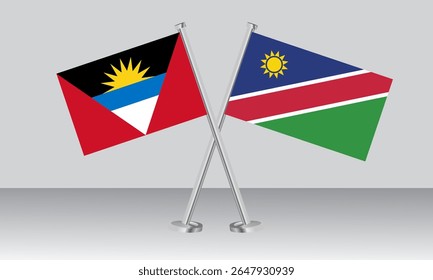 Crossed flags of Antigua and Barbuda and Namibia. Official colors. Correct proportion. Banner design