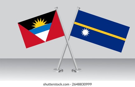 Crossed flags of Antigua and Barbuda and Nauru. Official colors. Correct proportion. Banner design