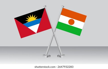 Crossed flags of Antigua and Barbuda and Niger. Official colors. Correct proportion. Banner design