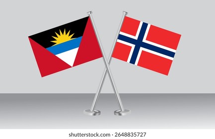 Crossed flags of Antigua and Barbuda and Norway. Official colors. Correct proportion. Banner design