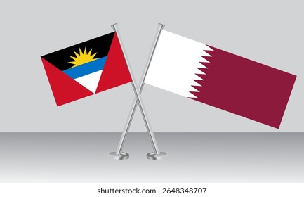Crossed flags of Antigua and Barbuda and Qatar. Official colors. Correct proportion. Banner design