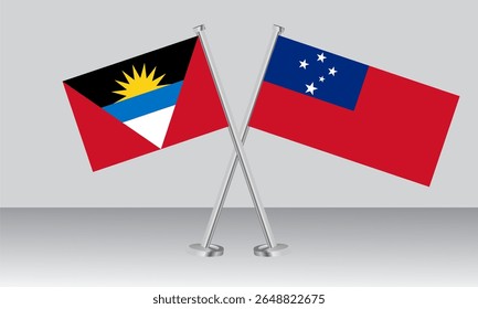 Crossed flags of Antigua and Barbuda and Samoa. Official colors. Correct proportion. Banner design