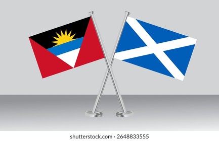 Crossed flags of Antigua and Barbuda and Scotland. Official colors. Correct proportion. Banner design