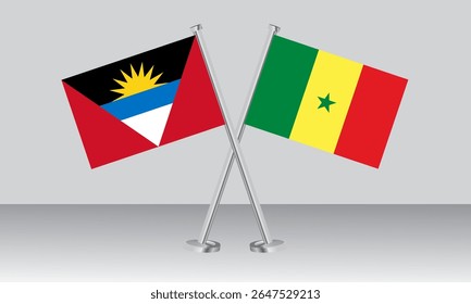 Crossed flags of Antigua and Barbuda and Senegal. Official colors. Correct proportion. Banner design